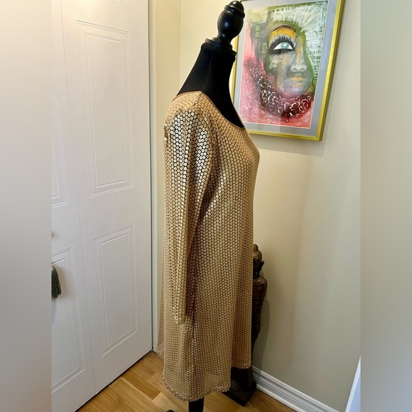 Costa Blanca gold sequin tunic dress / fully lined/  3/4 sleeves 💛💛💛💛In EUC. - Picture 6 of 12